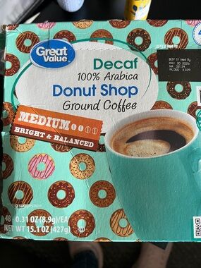 Decaf Donut Shop Ground Coffee - Medium Bright and balanced (I prefer caffeine)